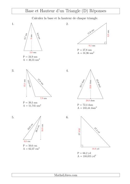 Calcul de la Base et Hauteur des Triangles (D) page 2