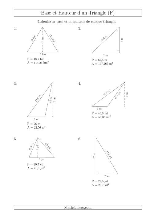 Calcul de la Base et Hauteur des Triangles (F)