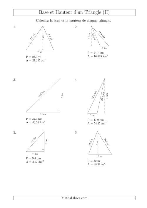 Calcul de la Base et Hauteur des Triangles (H)