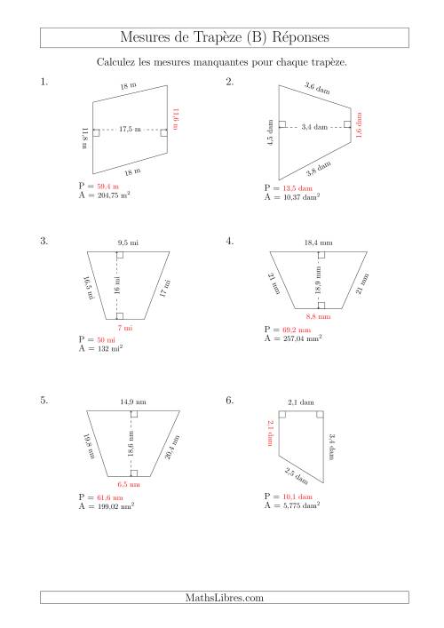 Calcul de la Base et du Périmètre des Trapèzes (B) page 2