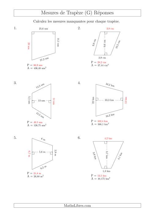 Calcul de la Base et du Périmètre des Trapèzes (G) page 2