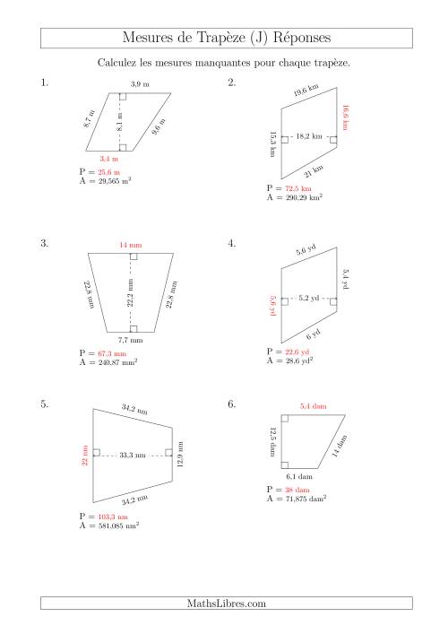 Calcul de la Base et du Périmètre des Trapèzes (J) page 2