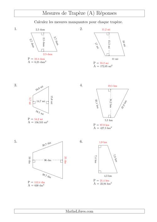 Calcul de la Base et du Périmètre des Trapèzes (Tout) page 2