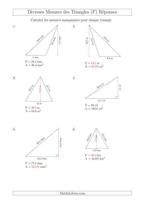 Calcul de Divreses Mesures des Triangles (F) page 2