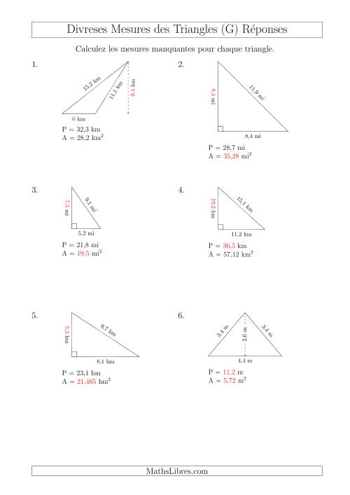 Calcul de Divreses Mesures des Triangles (G) page 2