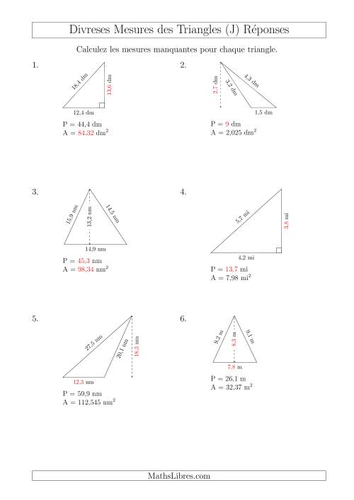 Calcul de Divreses Mesures des Triangles (J) page 2