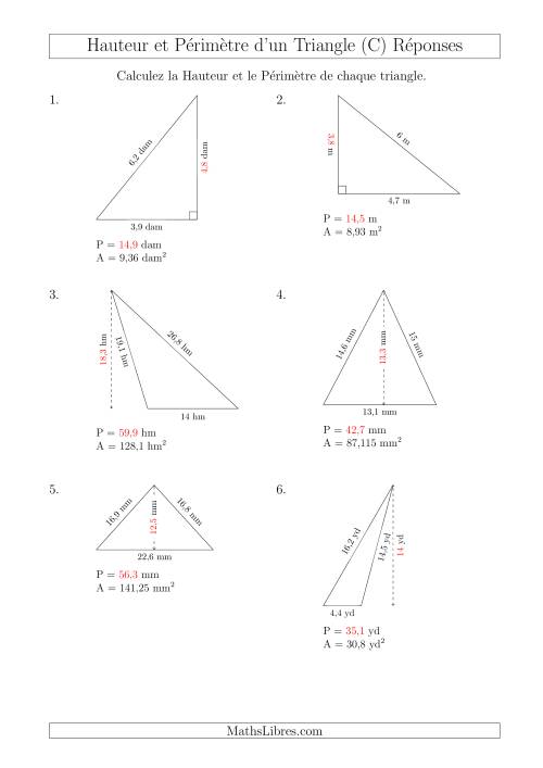 Calcul de la Hauteur et du Périmètre des Triangles (C) page 2