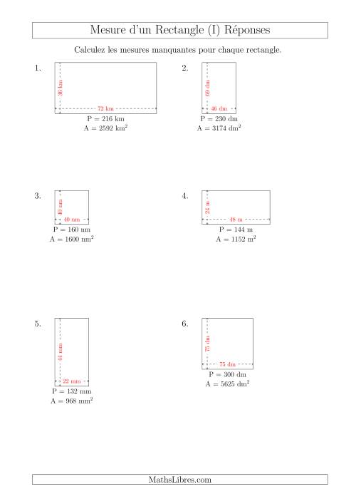 Calcul de la Longueur et la Largeur des Rectangles (Avec de Larges Nombres Entiers) (I) page 2