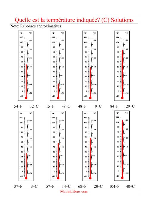 Lecture de température sur un thermomètre (C) page 2