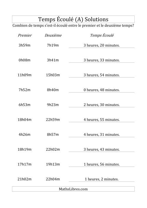 Temps écoulé jusqu'à 5 heures, intervalles de 1 minute (A) page 2