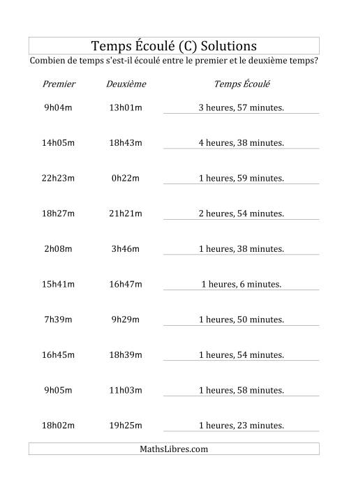 Temps écoulé jusqu'à 5 heures, intervalles de 1 minute (C) page 2