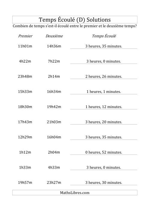 Temps écoulé jusqu'à 5 heures, intervalles de 1 minute (D) page 2