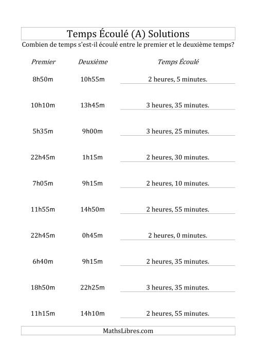 Temps écoulé jusqu'à 5 heures, intervalles de 5 minutes (A) page 2