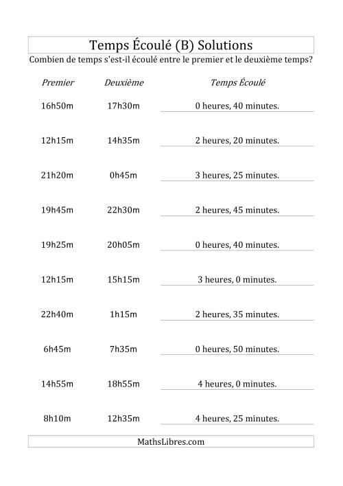Temps écoulé jusqu'à 5 heures, intervalles de 5 minutes (B) page 2