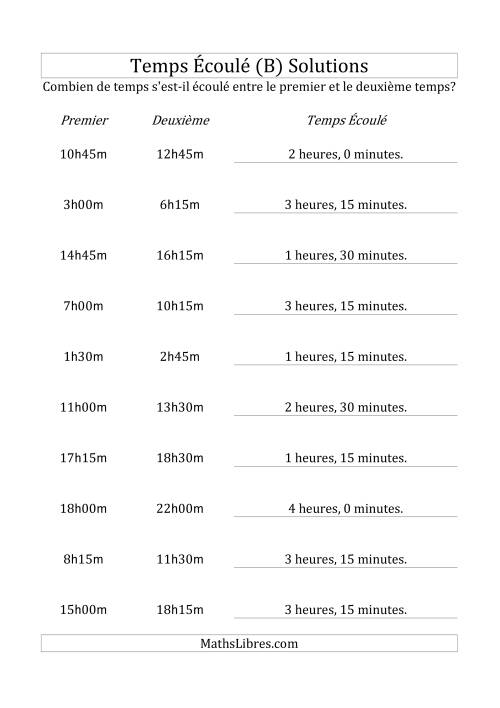 Temps écoulé jusqu'à 5 heures, intervalles de 15 minutes (B) page 2