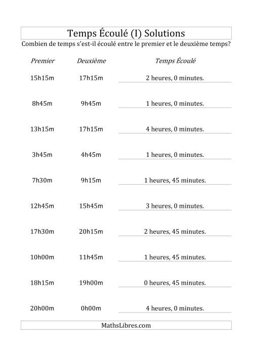 Temps écoulé jusqu'à 5 heures, intervalles de 15 minutes (I) page 2