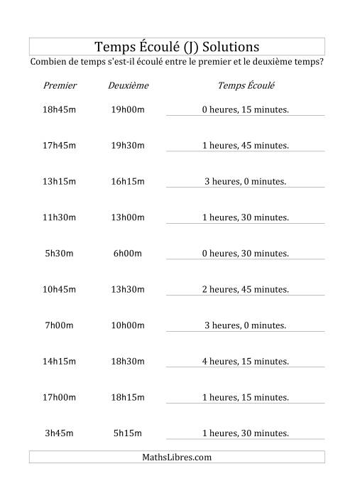 Temps écoulé jusqu'à 5 heures, intervalles de 15 minutes (J) page 2