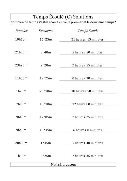 Temps écoulé jusqu'à 24 heures, intervalles de 5 minutes (C) page 2