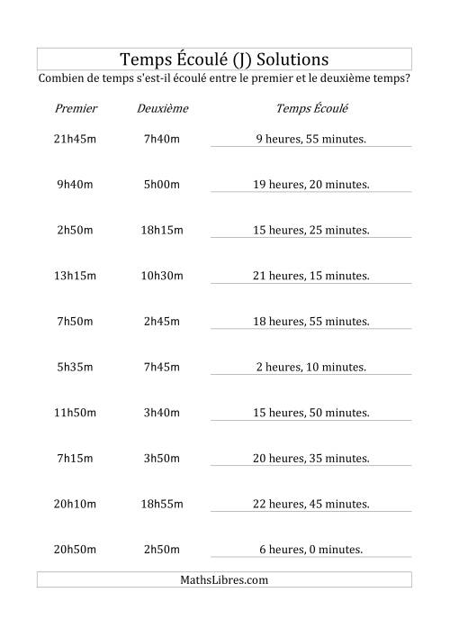 Temps écoulé jusqu'à 24 heures, intervalles de 5 minutes (J) page 2