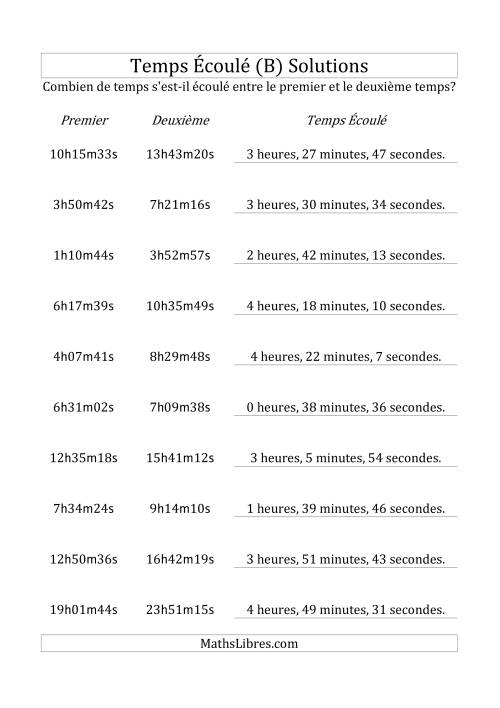 Temps écoulé jusqu'à 5 heures, intervalles de 1 minute/seconde (B) page 2
