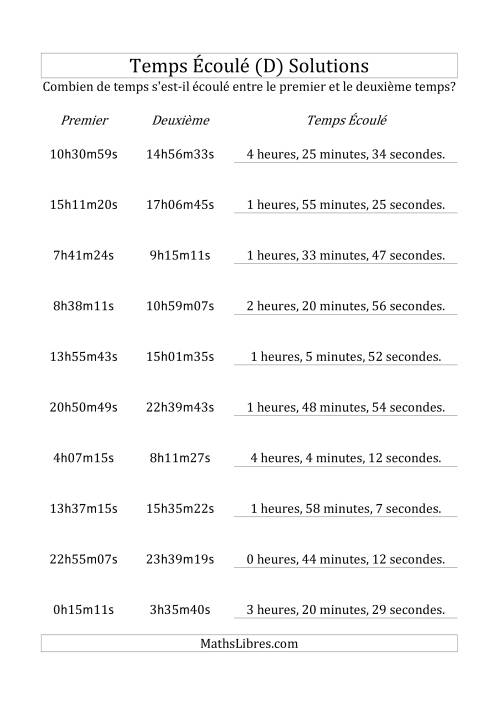 Temps écoulé jusqu'à 5 heures, intervalles de 1 minute/seconde (D) page 2