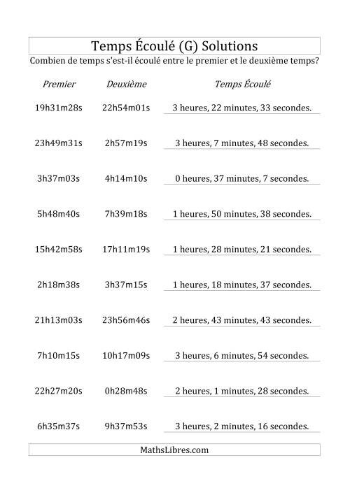 Temps écoulé jusqu'à 5 heures, intervalles de 1 minute/seconde (G) page 2
