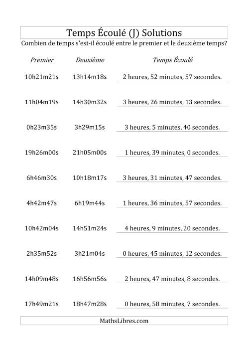 Temps écoulé jusqu'à 5 heures, intervalles de 1 minute/seconde (J) page 2
