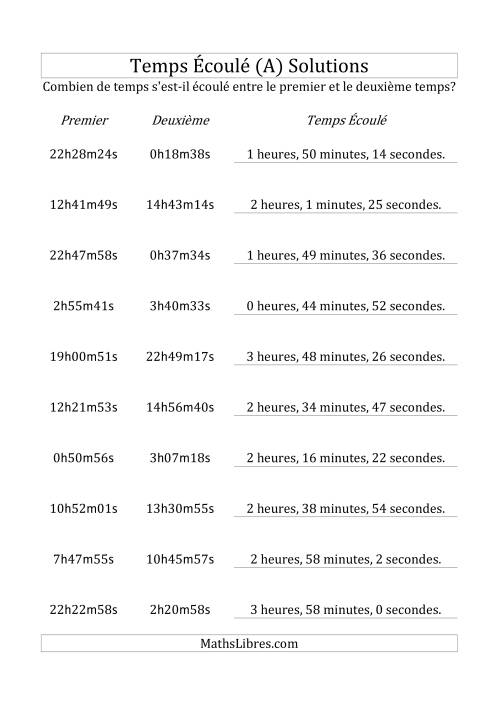 Temps écoulé jusqu'à 5 heures, intervalles de 1 minute/seconde (Tout) page 2