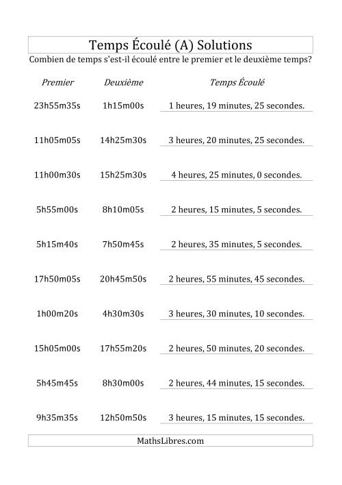 Temps écoulé jusqu'à 5 heures, intervalles de 5 minutes/secondes (A) page 2