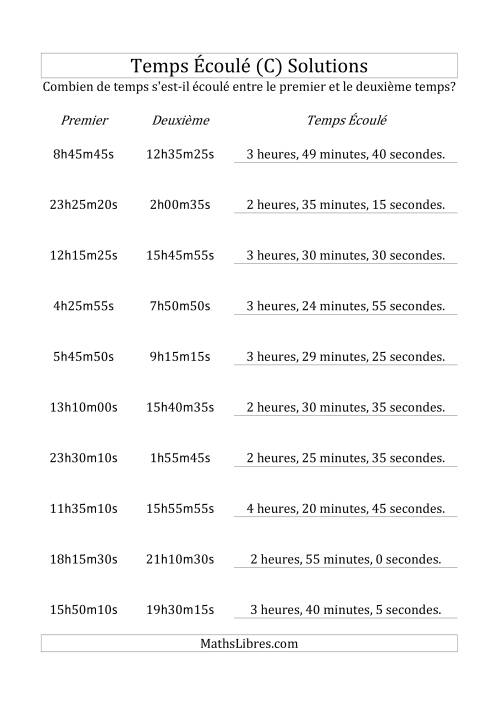 Temps écoulé jusqu'à 5 heures, intervalles de 5 minutes/secondes (C) page 2