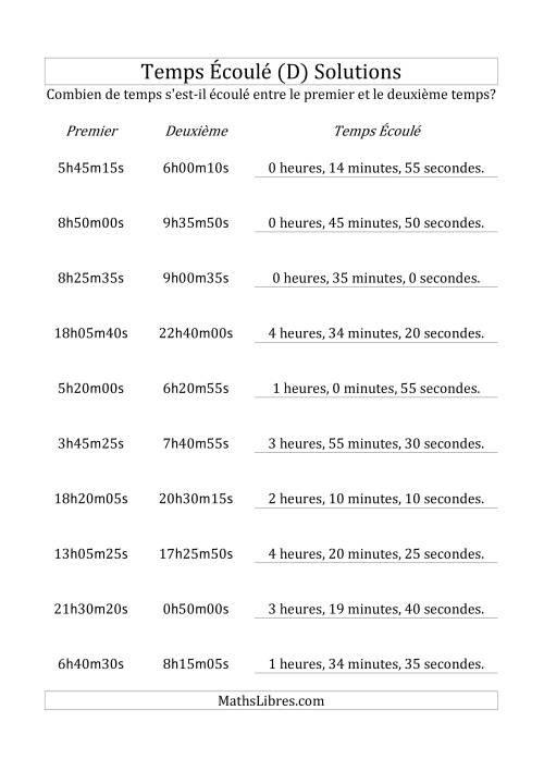 Temps écoulé jusqu'à 5 heures, intervalles de 5 minutes/secondes (D) page 2