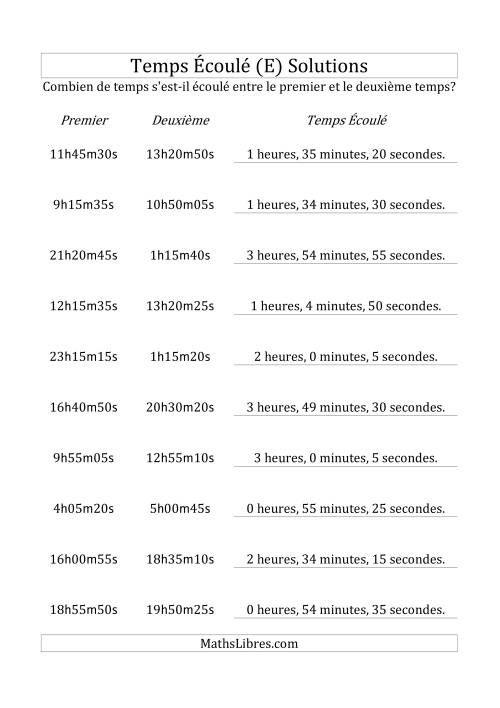 Temps écoulé jusqu'à 5 heures, intervalles de 5 minutes/secondes (E) page 2