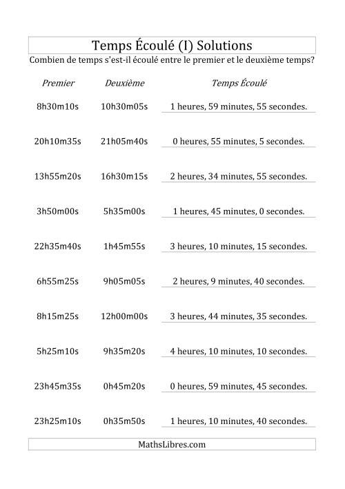 Temps écoulé jusqu'à 5 heures, intervalles de 5 minutes/secondes (I) page 2