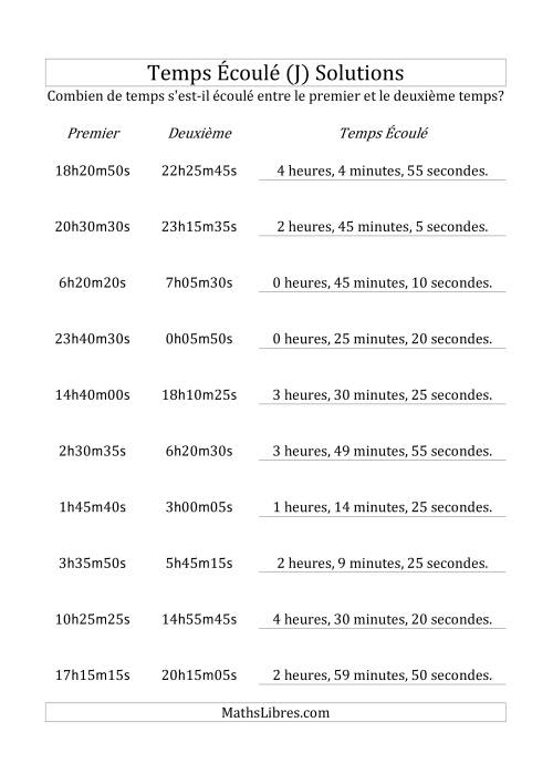 Temps écoulé jusqu'à 5 heures, intervalles de 5 minutes/secondes (J) page 2