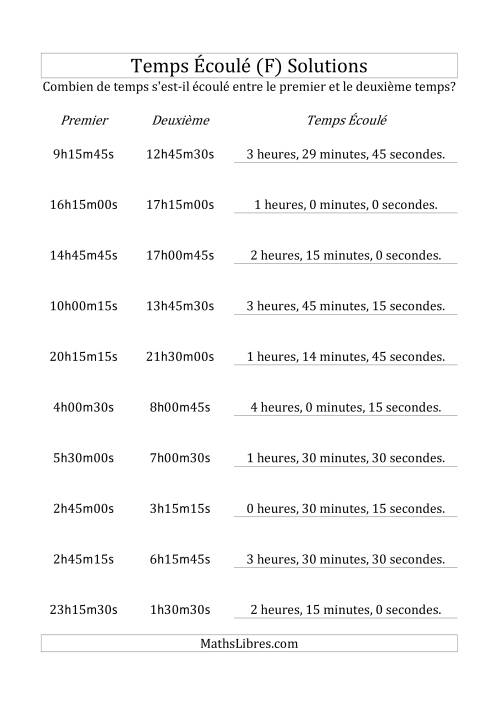 Temps écoulé jusqu'à 5 heures, intervalles de 15 minutes/secondes (F) page 2