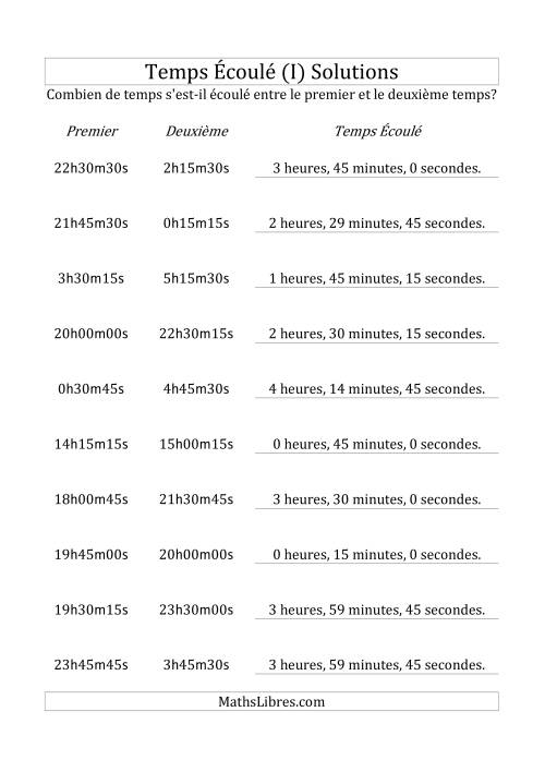 Temps écoulé jusqu'à 5 heures, intervalles de 15 minutes/secondes (I) page 2