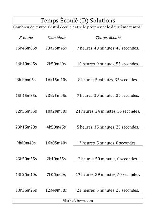 Temps écoulé jusqu'à 24 heures, intervalles de 5 minutes/secondes (D) page 2