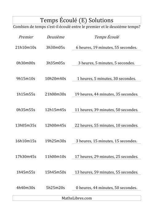 Temps écoulé jusqu'à 24 heures, intervalles de 5 minutes/secondes (E) page 2