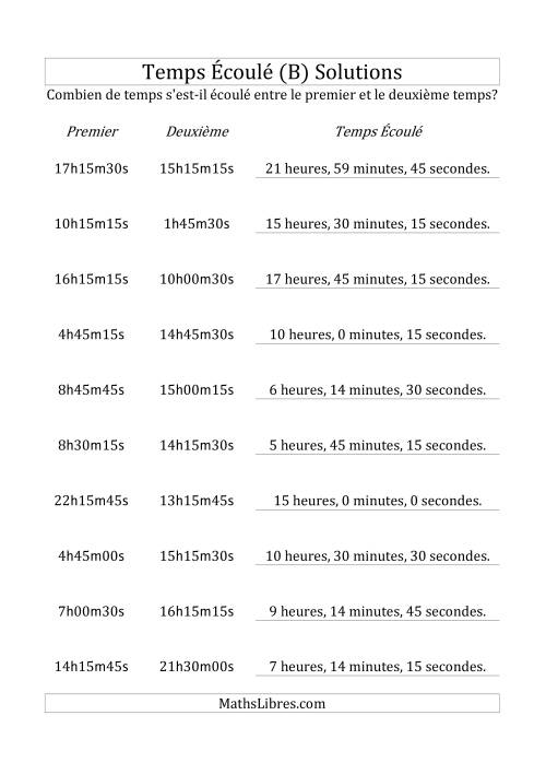 Temps écoulé jusqu'à 24 heures, intervalles de 15 minutes/secondes (B) page 2