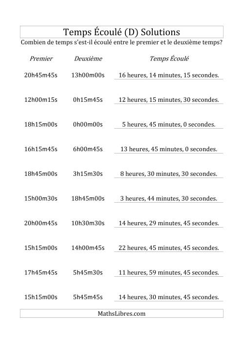 Temps écoulé jusqu'à 24 heures, intervalles de 15 minutes/secondes (D) page 2