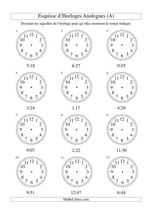 Esquisse d'horloge analogue (intervalles 1 minute) (A)