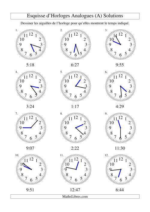 Esquisse d'horloge analogue (intervalles 1 minute) (A) page 2