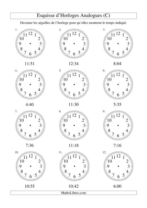 Esquisse d'horloge analogue (intervalles 1 minute) (C)