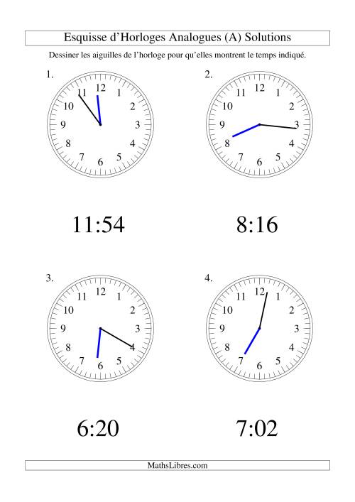 Esquisse d'horloge analogue (intervalles 1 minute) (Gros Caractères) page 2