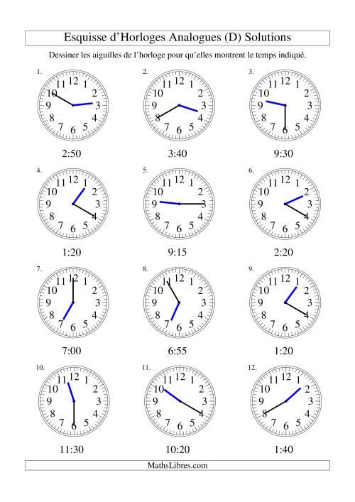 Esquisse d'horloge analogue (intervalles 5 minutes) (D) page 2