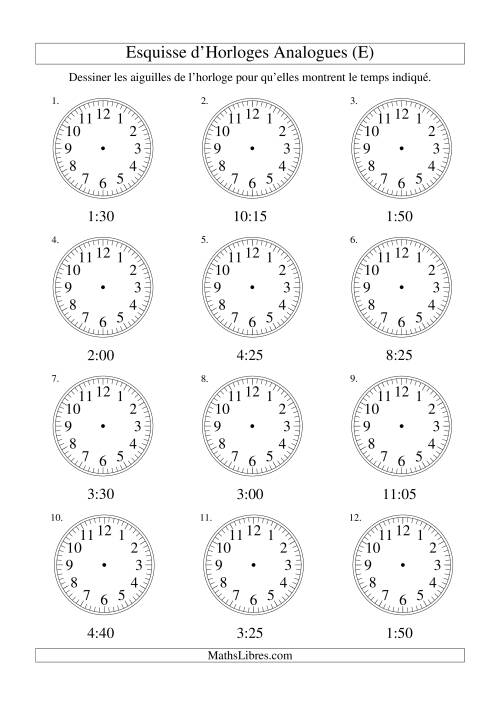 Esquisse d'horloge analogue (intervalles 5 minutes) (E)