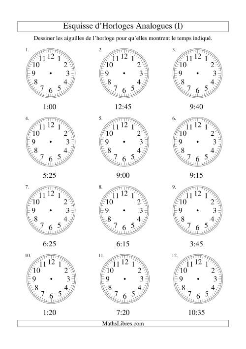 Esquisse d'horloge analogue (intervalles 5 minutes) (I)