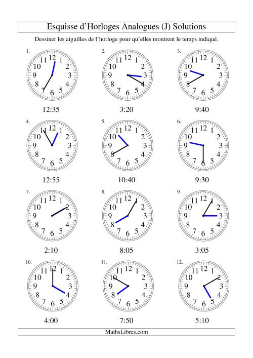 Esquisse d'horloge analogue (intervalles 5 minutes) (J) page 2