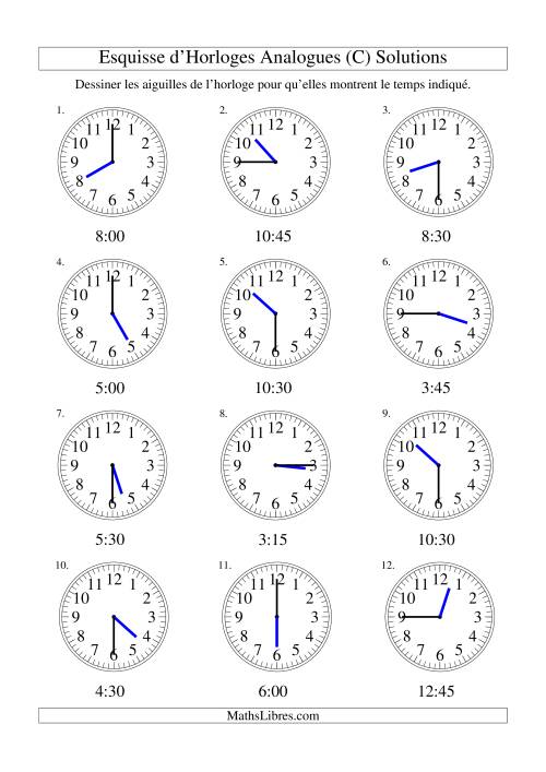 Esquisse d'horloge analogue (intervalles 15 minutes) (C) page 2