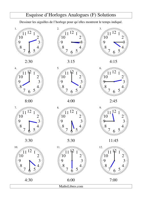 Esquisse d'horloge analogue (intervalles 15 minutes) (F) page 2